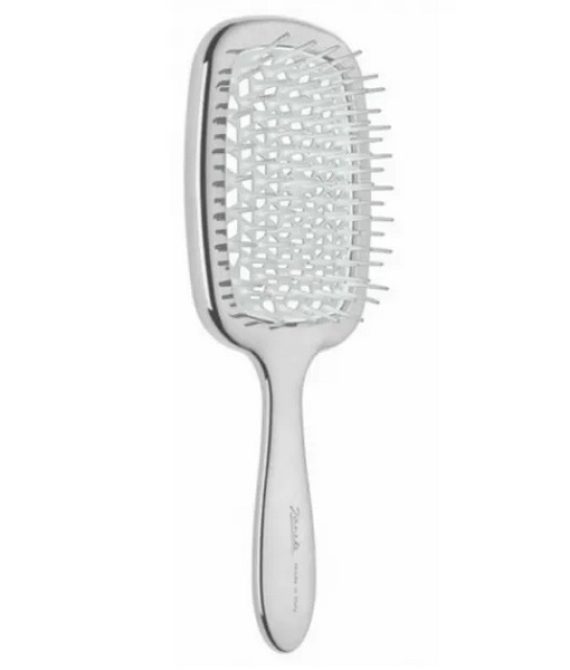 Janeke Superbrush Limited Edition расческа хром с белыми зубчиками